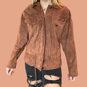 Womens Outbrook genuine brown leather jacket size medium